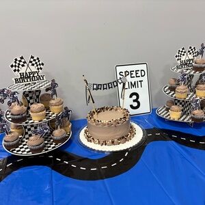 Checkered birthday party decor bundle